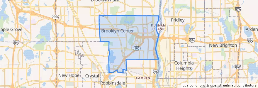 Mapa de ubicacion de Brooklyn Center.