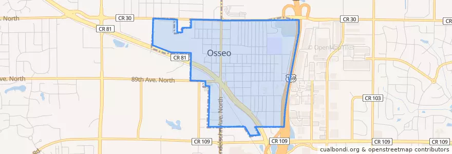 Mapa de ubicacion de Osseo.