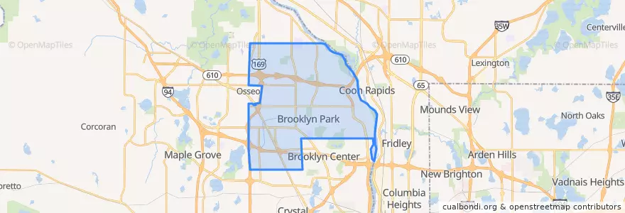 Mapa de ubicacion de Brooklyn Park.