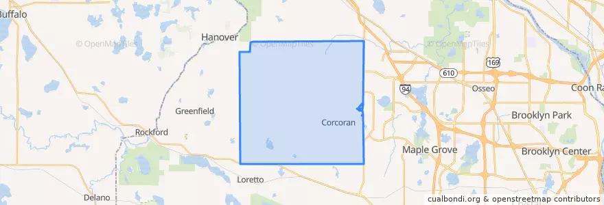 Mapa de ubicacion de Corcoran.