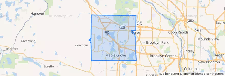 Mapa de ubicacion de Maple Grove.