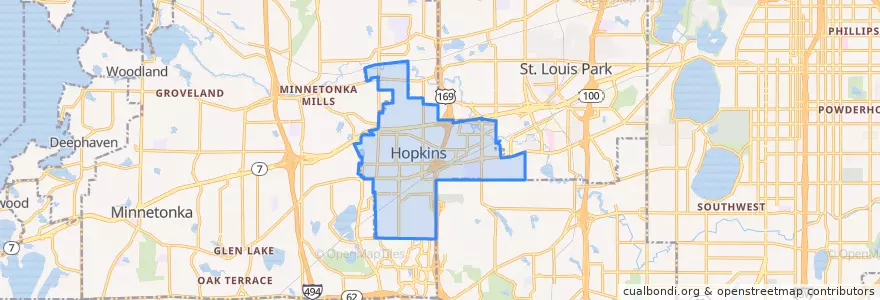 Mapa de ubicacion de Hopkins.