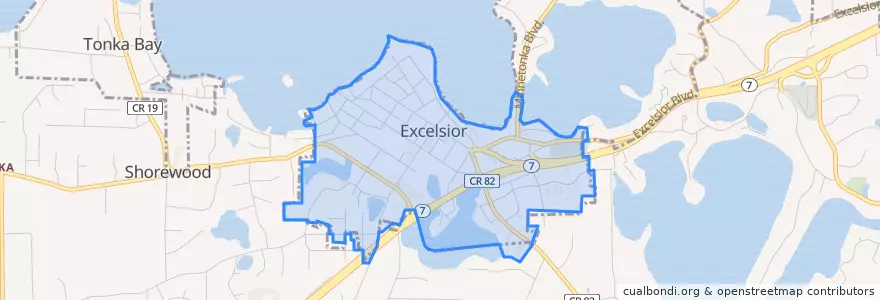 Mapa de ubicacion de Excelsior.