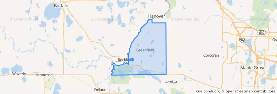 Mapa de ubicacion de Greenfield.