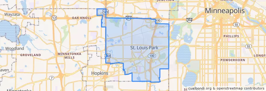 Mapa de ubicacion de Saint Louis Park.