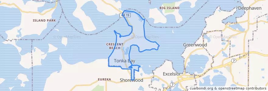 Mapa de ubicacion de Tonka Bay.