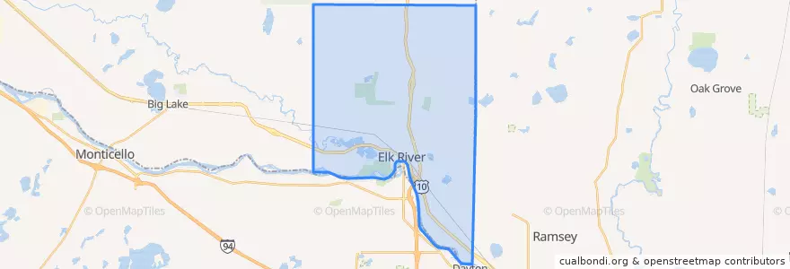 Mapa de ubicacion de Elk River.
