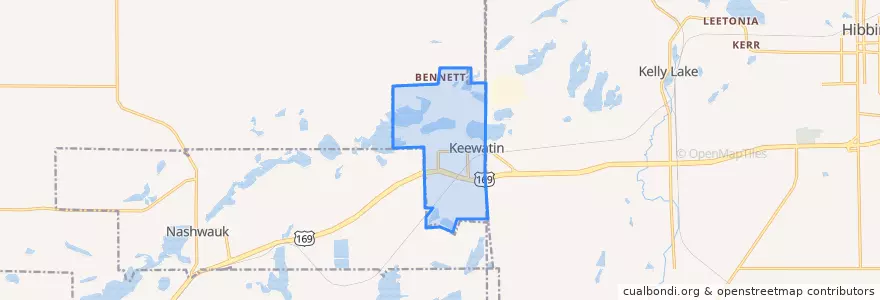 Mapa de ubicacion de Keewatin.