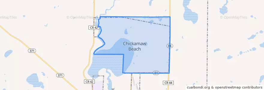 Mapa de ubicacion de Chickamaw Beach.