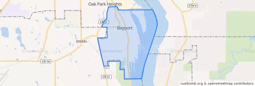 Mapa de ubicacion de Bayport.