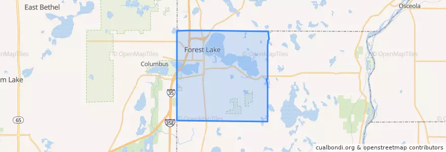 Mapa de ubicacion de Forest Lake.