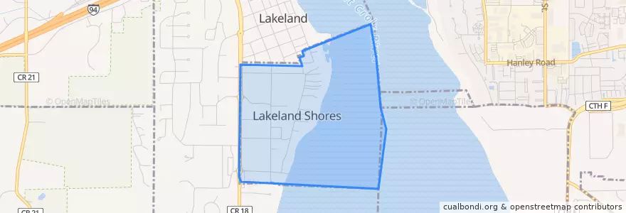Mapa de ubicacion de Lakeland Shores.