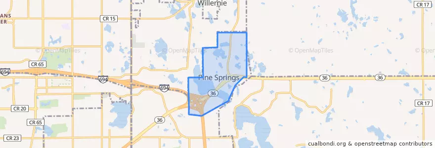 Mapa de ubicacion de Pine Springs.