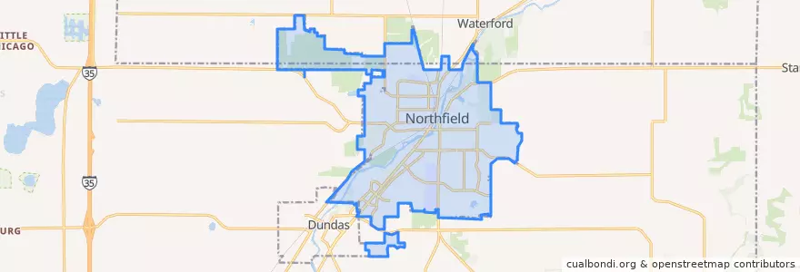 Mapa de ubicacion de Northfield.