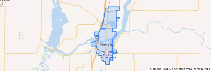 Mapa de ubicacion de Pine City.