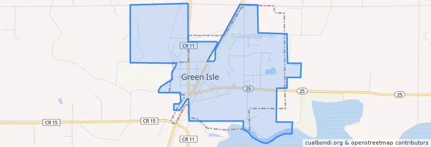 Mapa de ubicacion de Green Isle.