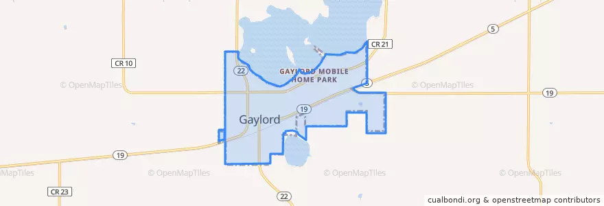 Mapa de ubicacion de Gaylord.