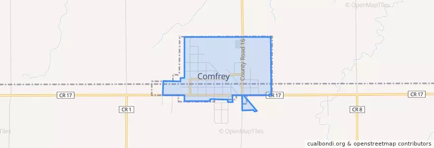 Mapa de ubicacion de Comfrey.