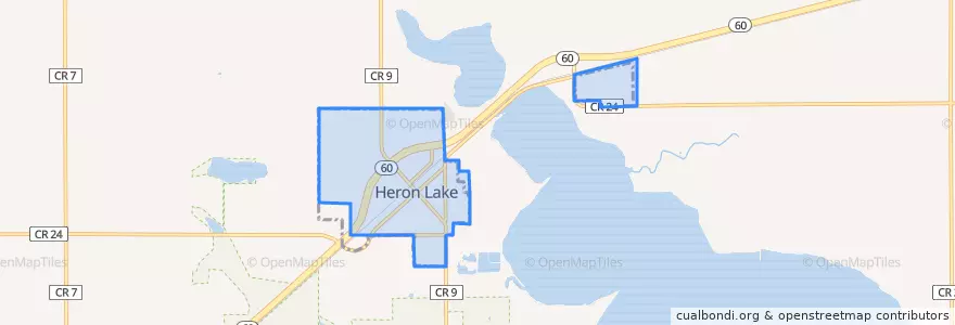 Mapa de ubicacion de Heron Lake.