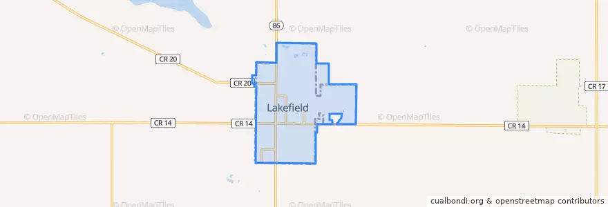 Mapa de ubicacion de Lakefield.