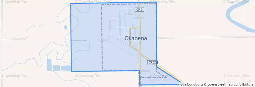 Mapa de ubicacion de Okabena.