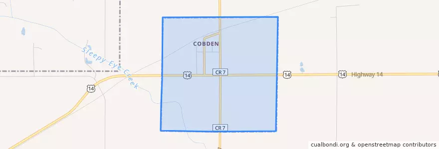 Mapa de ubicacion de Cobden.