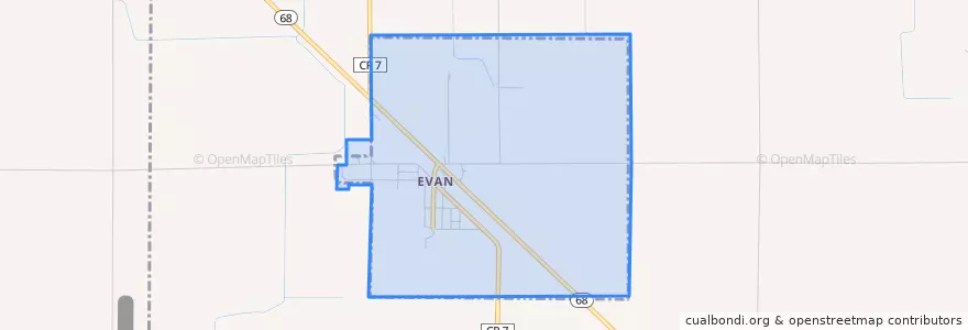 Mapa de ubicacion de Evan.
