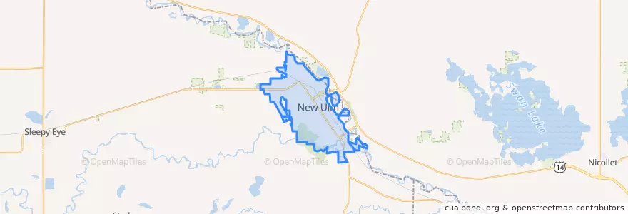 Mapa de ubicacion de New Ulm.