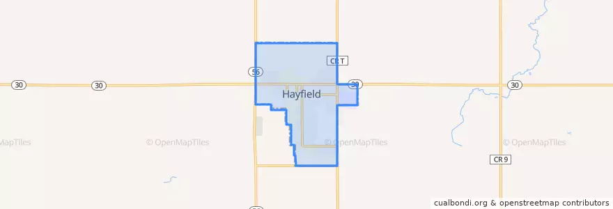 Mapa de ubicacion de Hayfield.