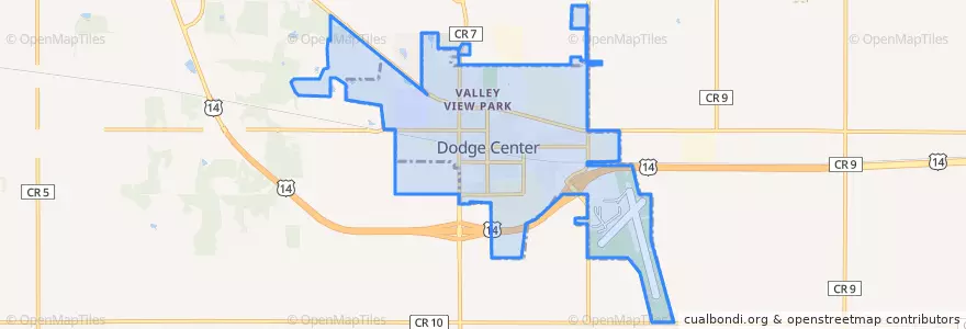 Mapa de ubicacion de Dodge Center.
