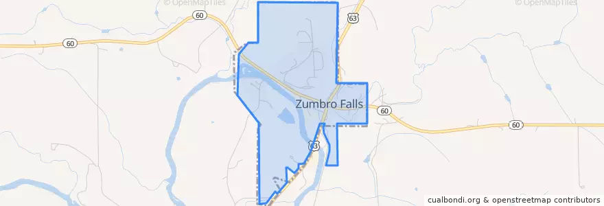 Mapa de ubicacion de Zumbro Falls.