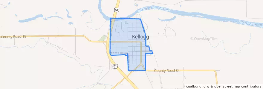 Mapa de ubicacion de Kellogg.