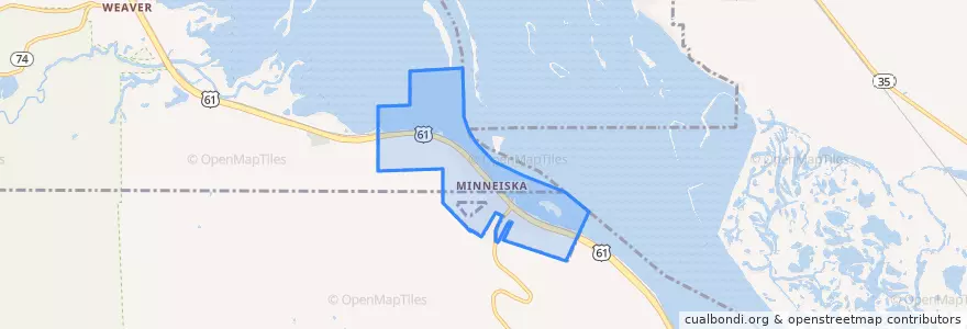 Mapa de ubicacion de Minneiska.