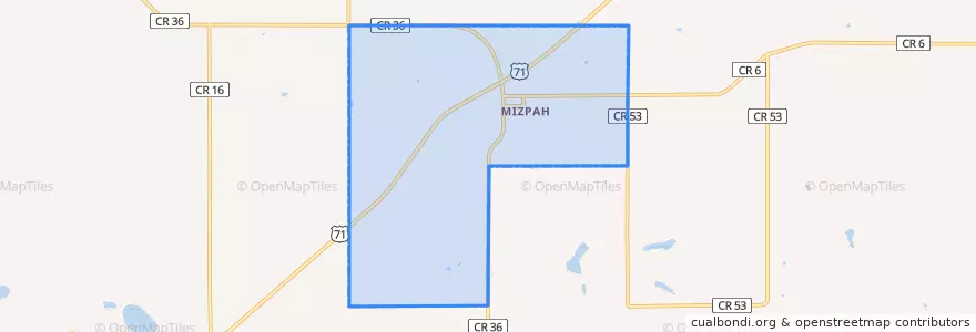 Mapa de ubicacion de Mizpah.