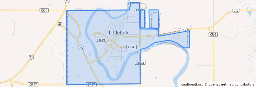 Mapa de ubicacion de Littlefork.