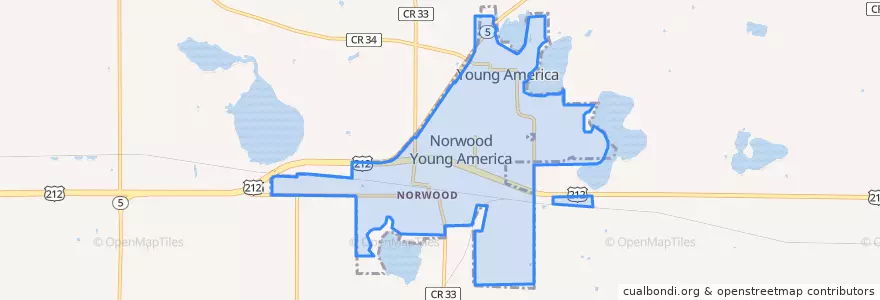 Mapa de ubicacion de Norwood Young America.