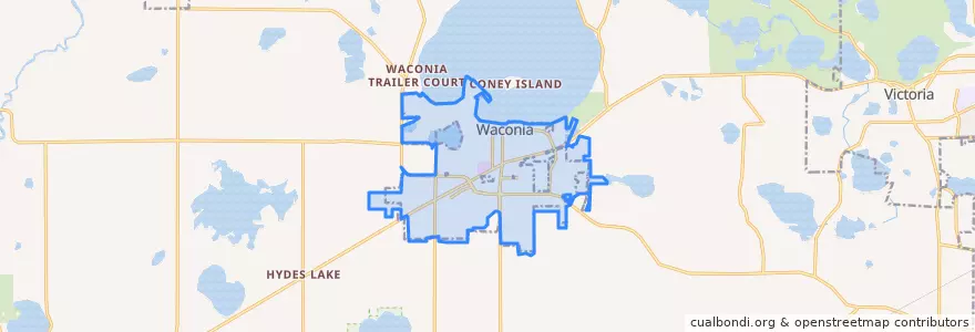 Mapa de ubicacion de Waconia.