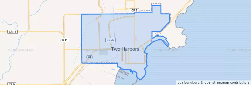Mapa de ubicacion de Two Harbors.