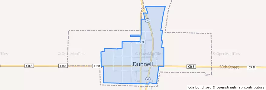Mapa de ubicacion de Dunnell.