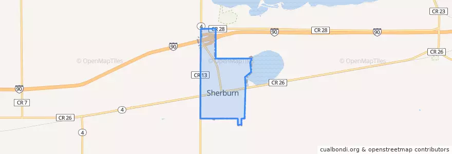 Mapa de ubicacion de Sherburn.