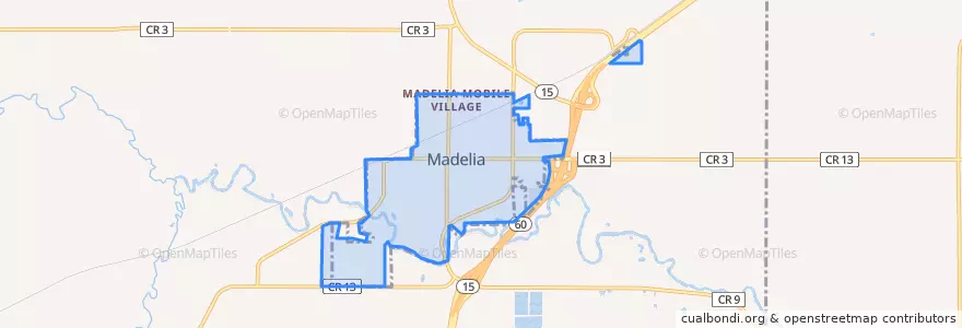 Mapa de ubicacion de Madelia.