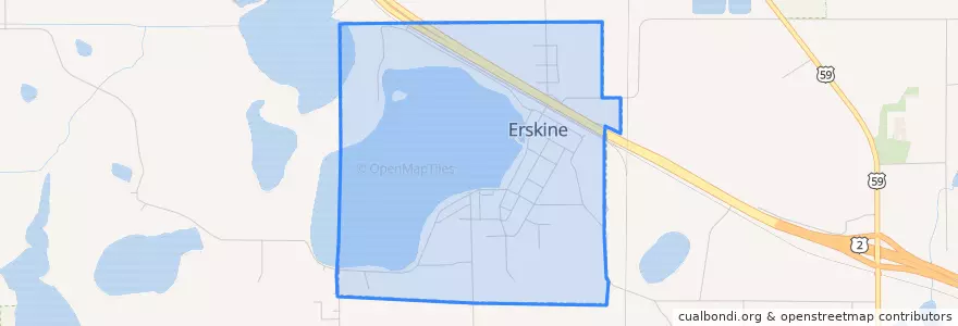 Mapa de ubicacion de Erskine.