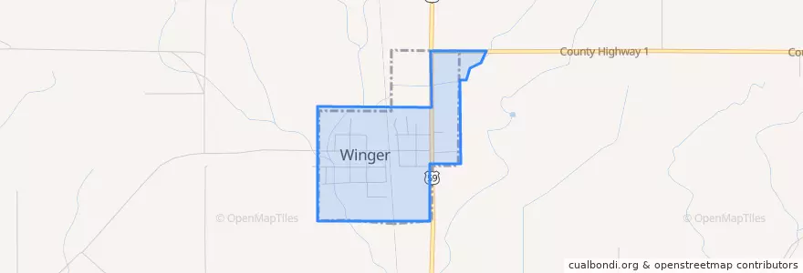Mapa de ubicacion de Winger.