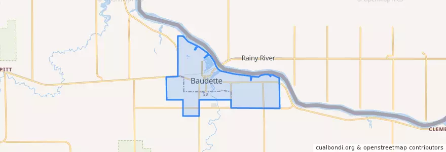 Mapa de ubicacion de Baudette.