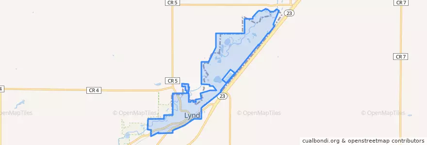 Mapa de ubicacion de Lynd.