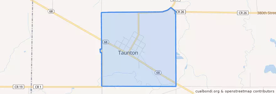 Mapa de ubicacion de Taunton.