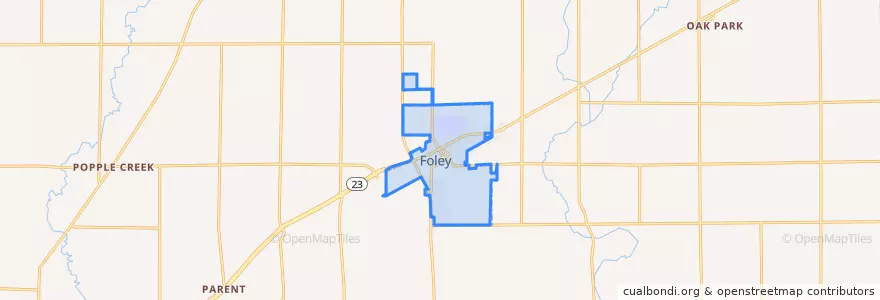 Mapa de ubicacion de Foley.