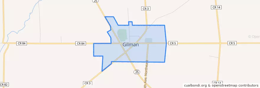 Mapa de ubicacion de Gilman.