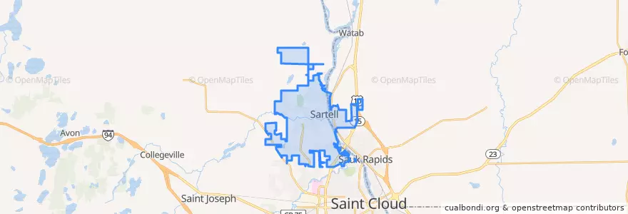 Mapa de ubicacion de Sartell.