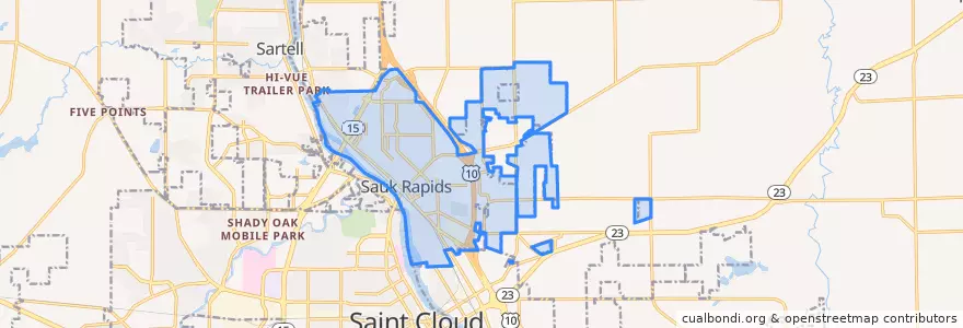 Mapa de ubicacion de Sauk Rapids.
